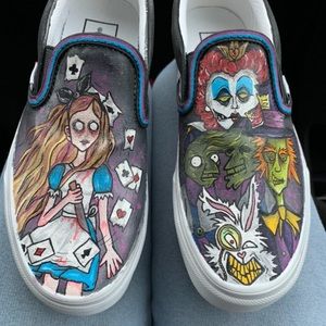 Custom made evil Alice and wonderland vans